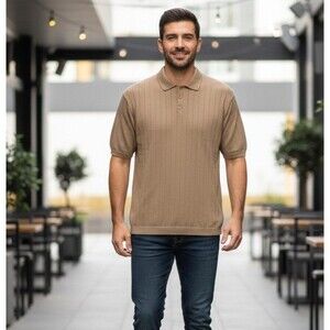 Vintage Y2K beige Untied Polo Shirt Ribbed Knit Size 3X